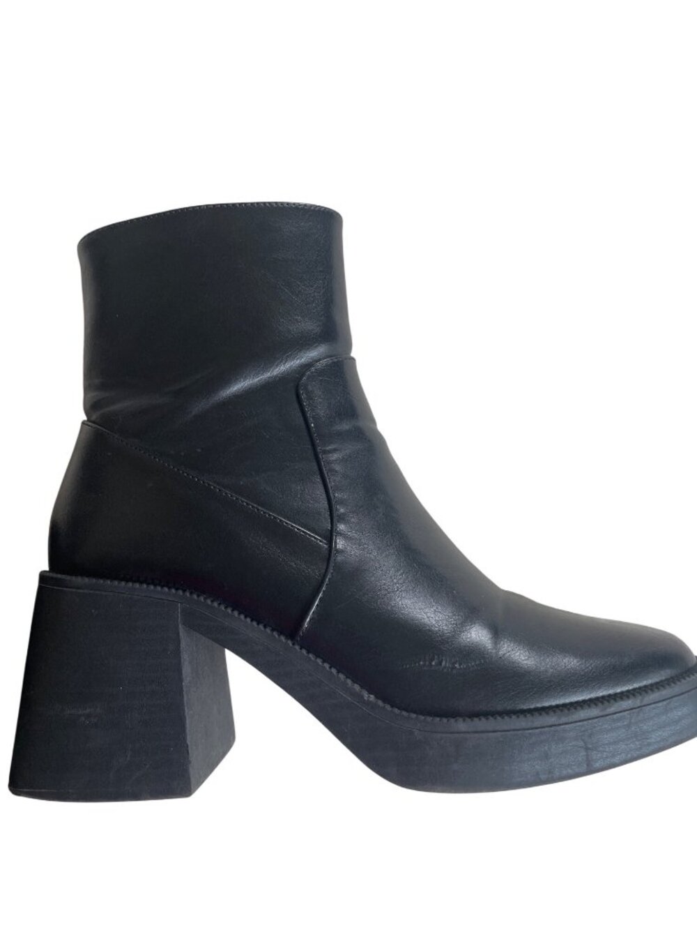 Princess Polly Lexus Chunky Block Heel Platform Ankle Boots Black Size 9 Goth - Picture 6 of 12